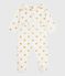 Babies' golden heart-printed velour pyjama suit with a back opening MILK /DORE