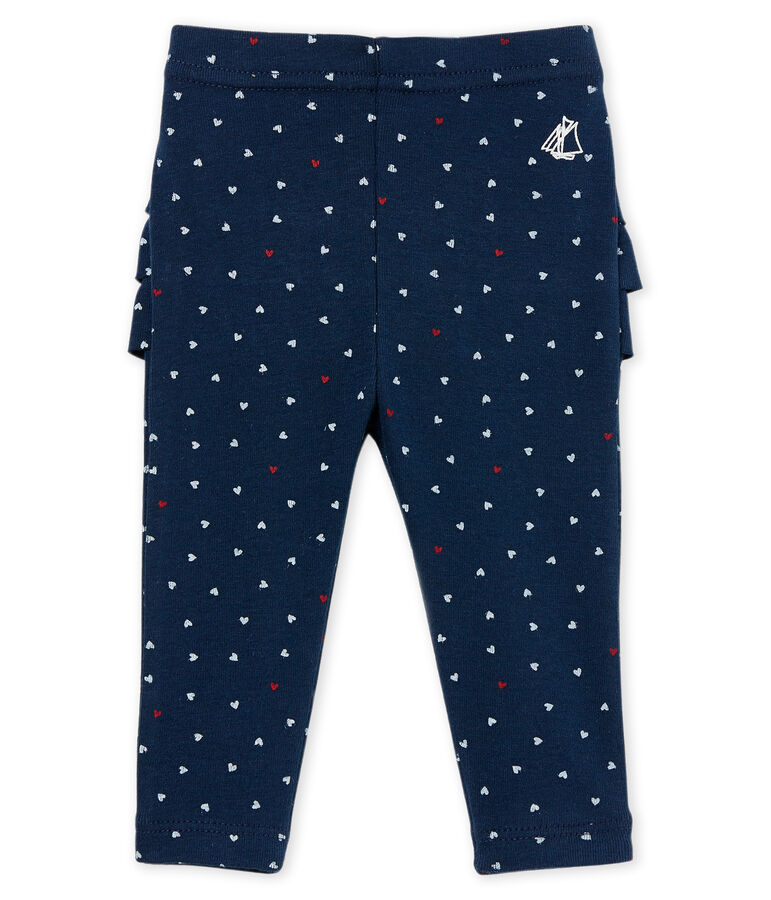 Baby girls' printed leggings HADDOCK blue/MULTICO white