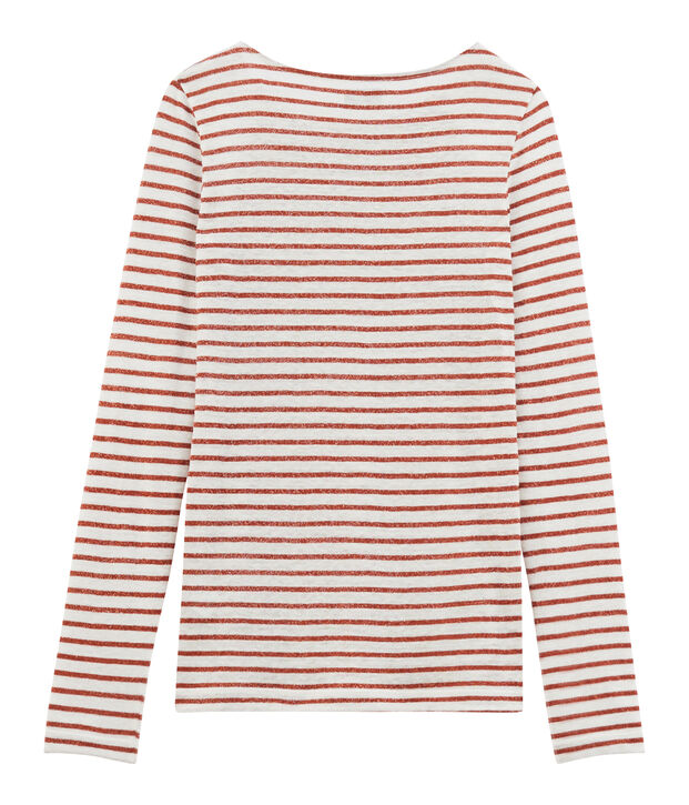 Women's long-sleeved iconic linen t-shirt white/pink