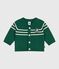 Babies' stripy wool and cotton knit cardigan WILLOW green/AVALANCHE