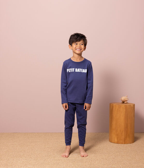 Children's Unisex Petit Bateau Cotton Pyjamas CHALOUPE blue