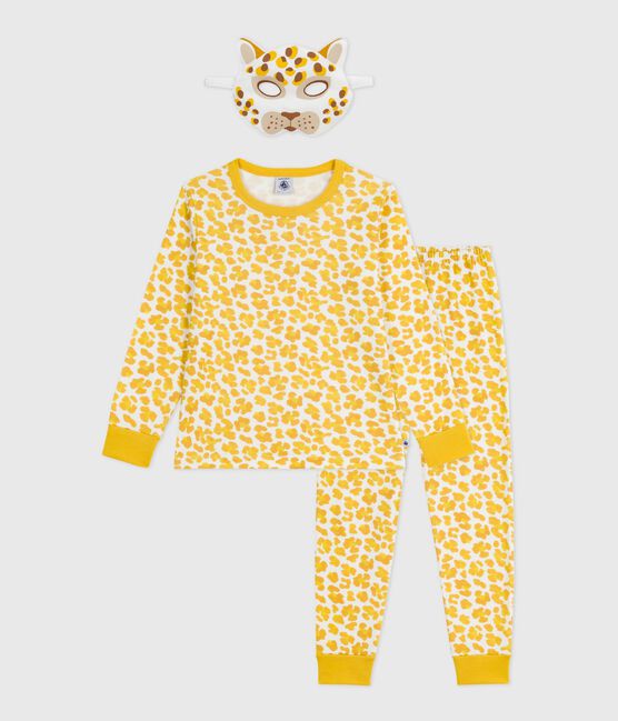 Children's leopard print cotton fancy dress pyjamas MARSHMALLOW white/MULTICO white