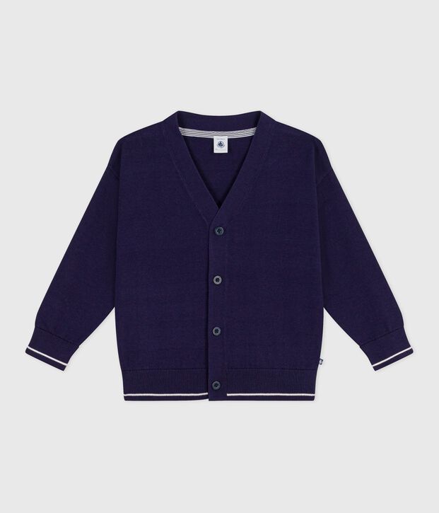 Children's plain cotton cardigan blue