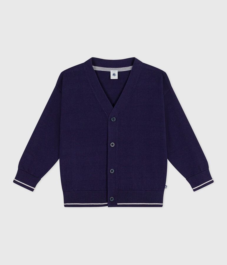 Children's plain cotton cardigan blue