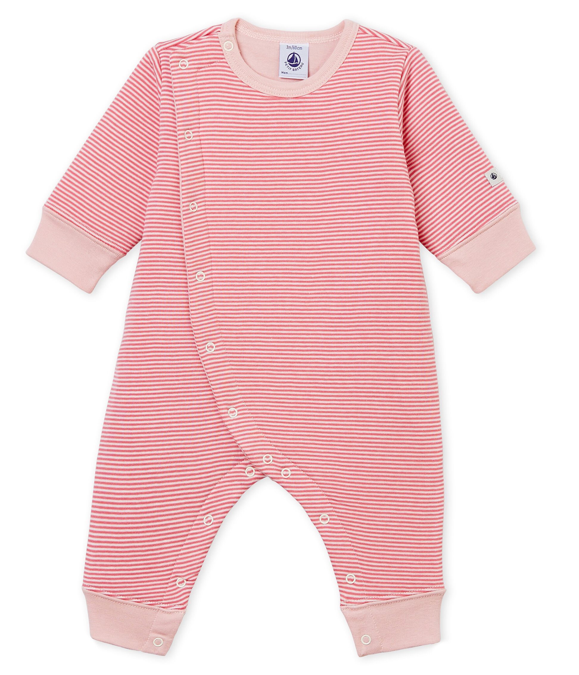 Baby Boys' Tube-Knit Footless Sleepsuit CHEEK/MARSHMALLOW | Petit Bateau