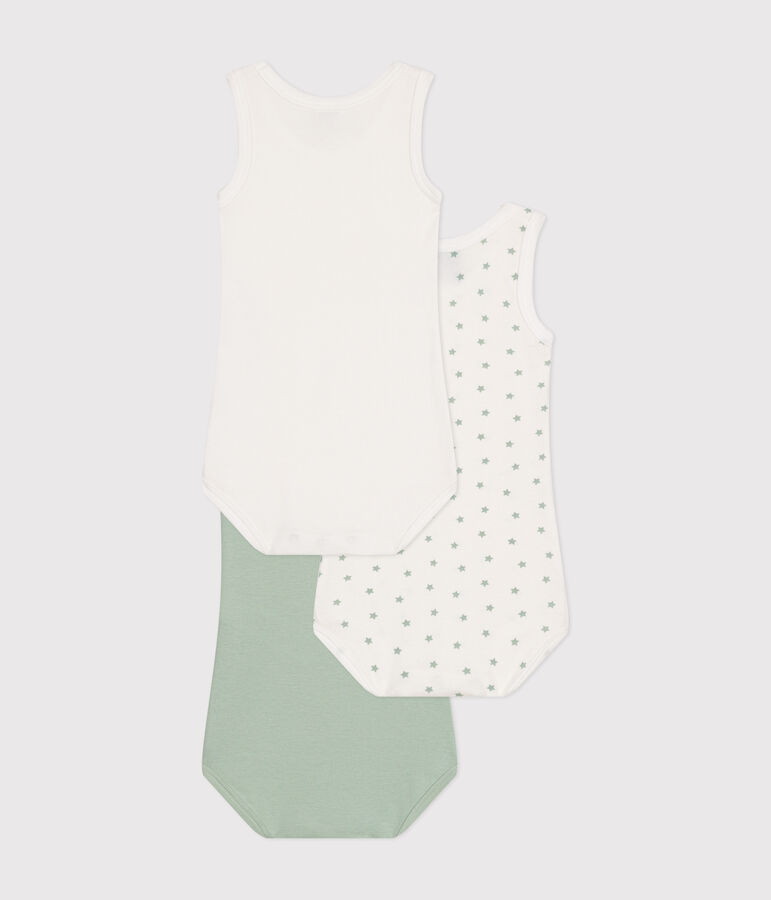 Babies' Sleeveless Cotton Bodysuits - 3-Pack multicolor