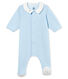 Baby boys' sleepsuit in plain cotton velour