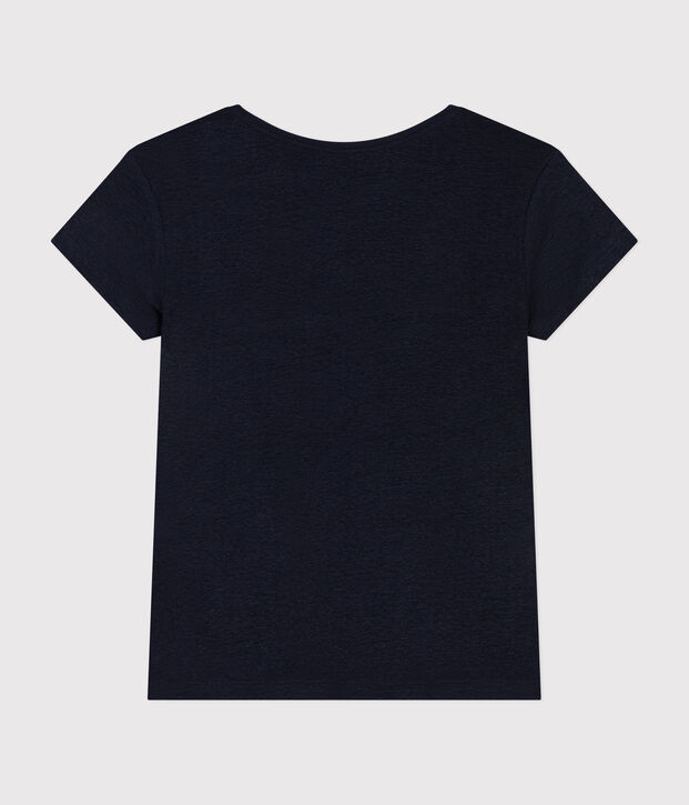 Women's Straight Round-Neck Linen T-Shirt SMOKING