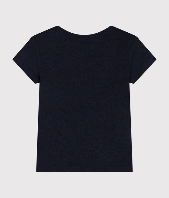 Women's Straight Round-Neck Linen T-Shirt SMOKING blue