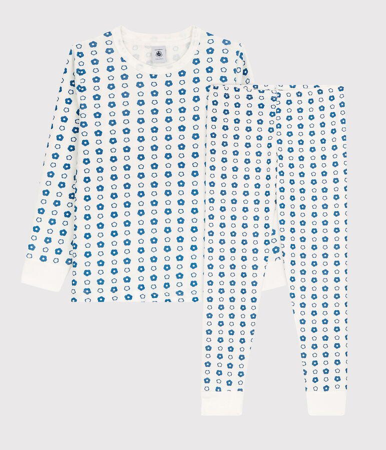 Unisex Graphic Floral Print Organic Cotton Pyjamas white/blue