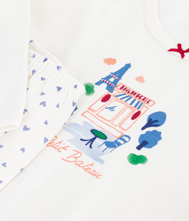 Children's Paris motif cotton pyjamas blue/blue