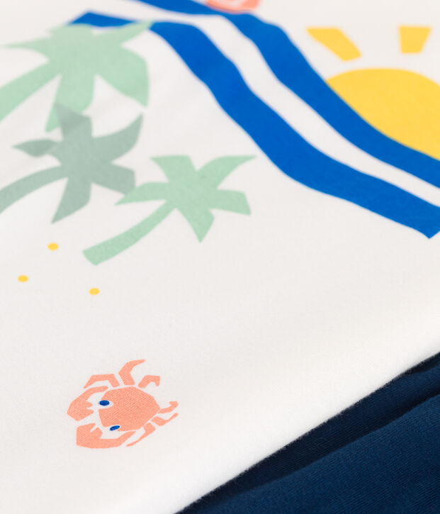 Children's short cotton pyjamas white/multicolor