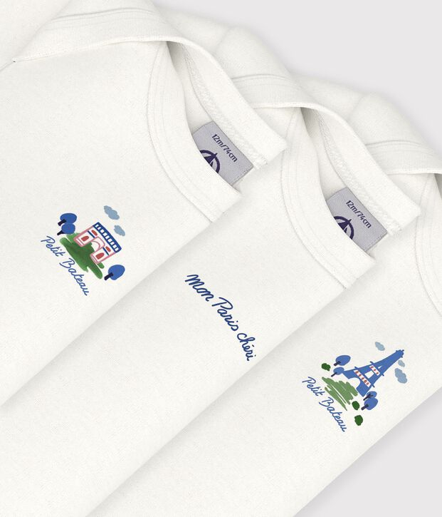 Pack of short-sleeved plain cotton bodies for babies multicolor