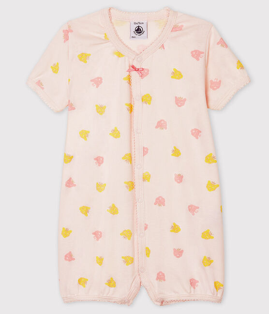 Baby Girls' Rib Knit Playsuit FLEUR pink/MULTICO white