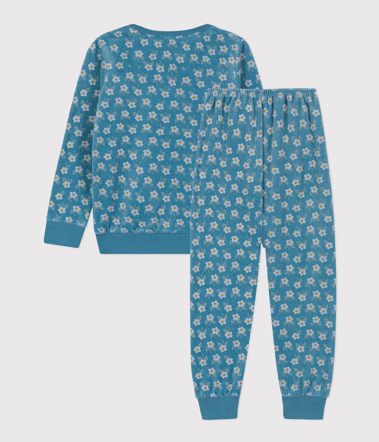 Girls' Floral Velour Pyjamas blue/multicolor
