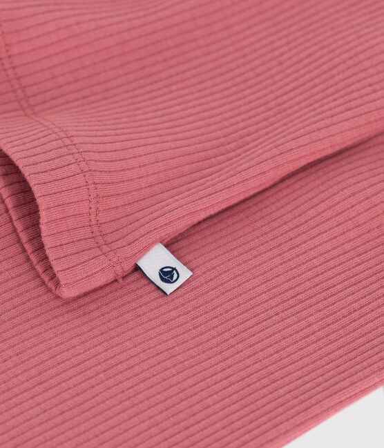 Children's long-sleeved plain cotton pyjamas ROSEWOOD pink
