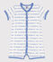 Babies' Cotton Patterned Knit Playsuit MARSHMALLOW white/PERSE blue