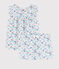 Girls' Anemone Print Fine Cotton Short Pyjamas MARSHMALLOW white/MULTICO white