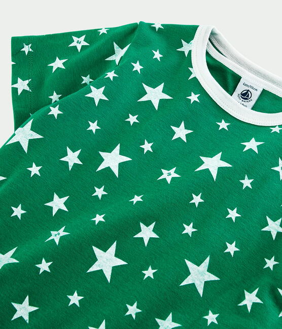 Boys' Green Starry Cotton Short Pyjamas GAZON green/ECUME white