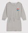Girls' long-sleeved dress in brushed fleece. CHATON CHINE grey