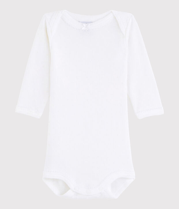 Baby Girls' Long-Sleeved Bodysuit Ecume white
