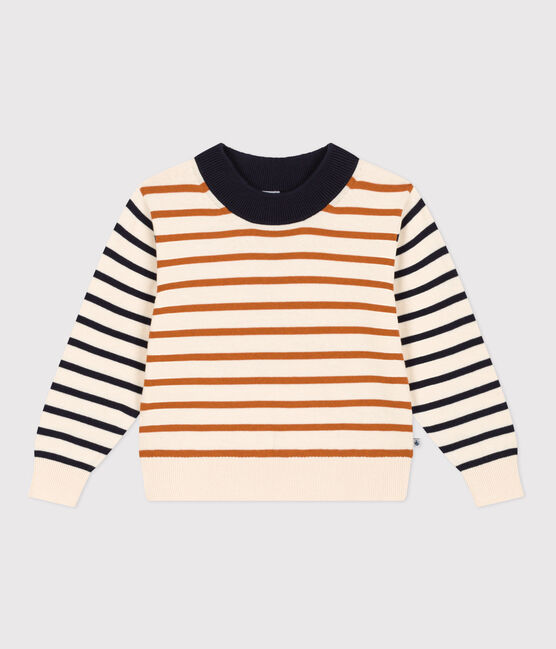 Unisex children's cotton Breton jumper AVALANCHE white/MULTICO