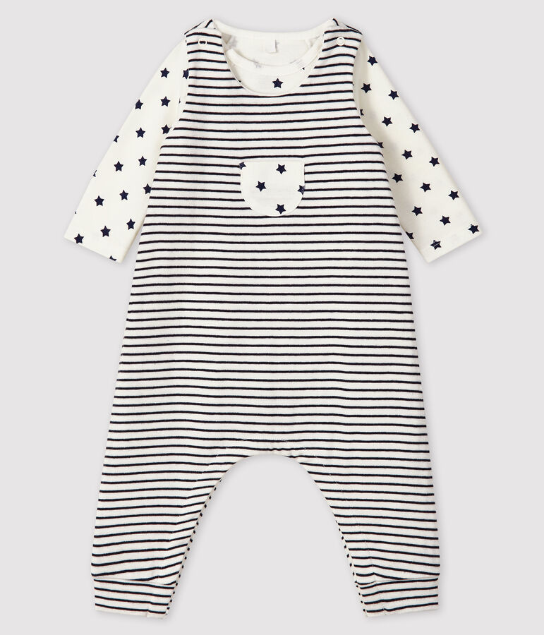 Baby's Tube Knit Clothing - 2-Piece Set white/blue
