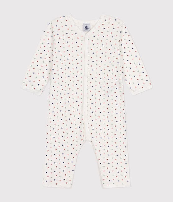 Babies' Footless Cotton Pyjamas MARSHMALLOW blue/INCOGNITO