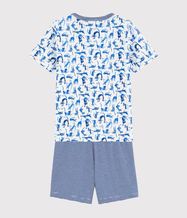 Boys' Cat Print Cotton Short Pyjamas white/multicolor