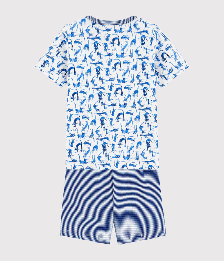 Boys' Cat Print Cotton Short Pyjamas white/multicolor
