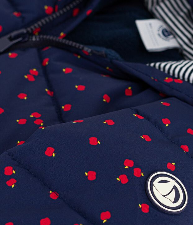 Babies' printed puffer jacket blue/ecru