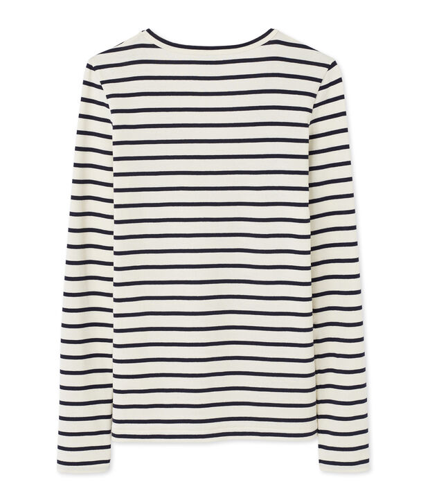 Women's long-sleeved V-neck tee white/blue