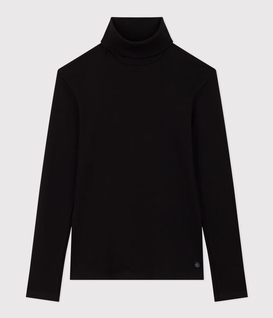 Women's Iconic roll neck cotton T-shirt BLACK black