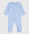 Babies' stripy printed cotton pyjama suit EDNA blue/MARSHMALLOW white