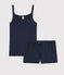 Girls'/Women's Navy Cotton Short Pyjamas SMOKING blue