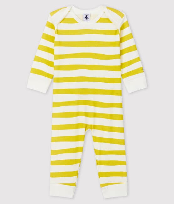 Babies' Ribbed Buttonless Sleepsuit BLE yellow/MARSHMALLOW white