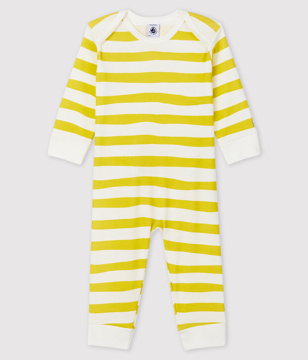 Babies' Ribbed Buttonless Sleepsuit yellow/white