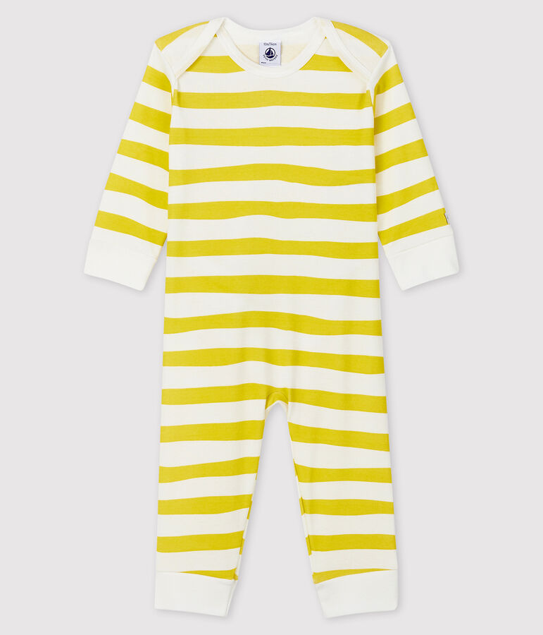 Babies' Ribbed Buttonless Sleepsuit yellow/white