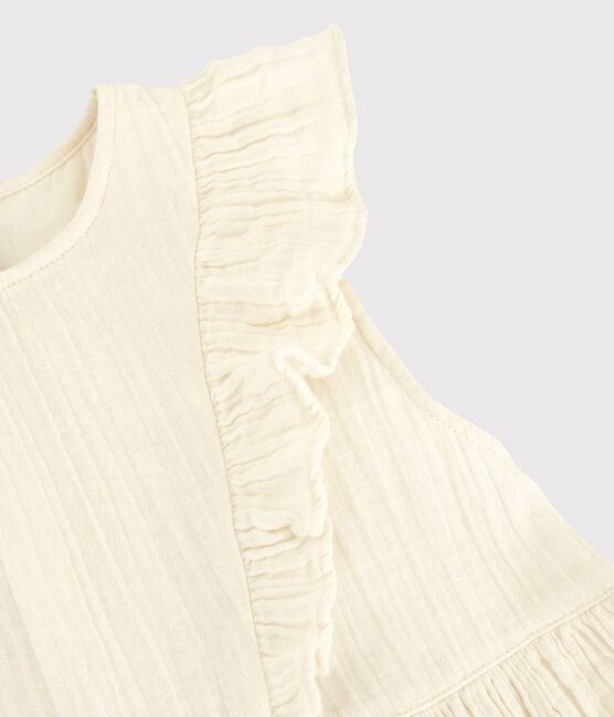 Girls' Organic Cotton Gauze Dress MARSHMALLOW white