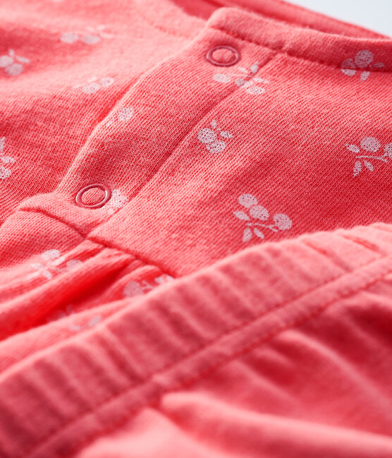 Babies' Organic Cotton Cherry Tube Knit Dress/Leggings PEACHY pink/FLEUR pink