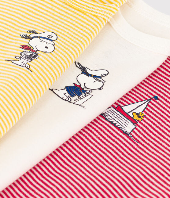 Babies' Petit Bateau X Snoopy Short-Sleeved Cotton Bodysuits - 3-Pack variante 1