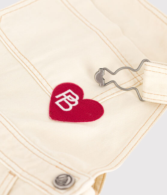 Children's plain denim dungarees MILK Ecru