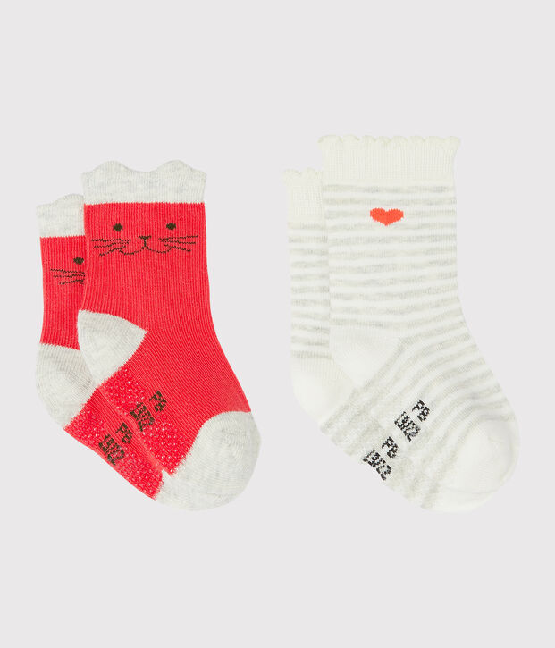Set of 2 pairs of socks for baby girls red