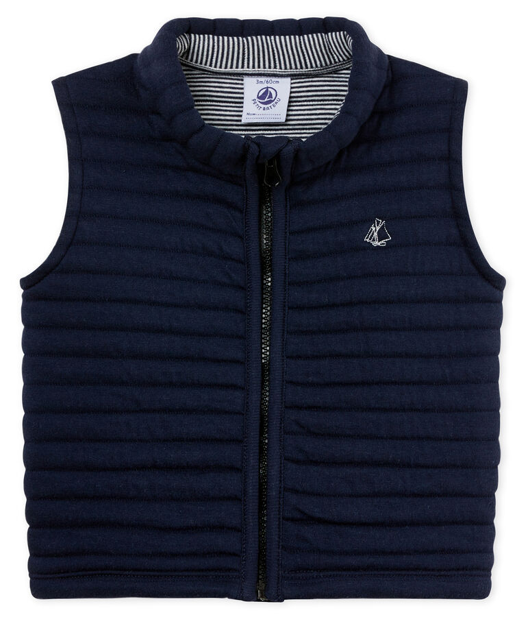 Baby boys' jacket in quilted tube knit blue