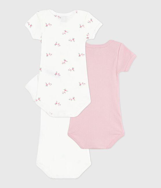 Pack of short-sleeved floral-print cotton bodies for babies variante 1