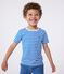 Children's short-sleeved stripy cotton T-shirt PORCELANA blue/MARSHMALLOW