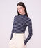 Women's stripy cotton rollneck top blue/white