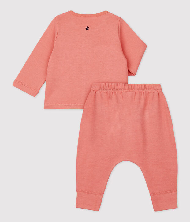 Babies' Organic Plain Tube Knit Clothing - 2-Piece Set pink