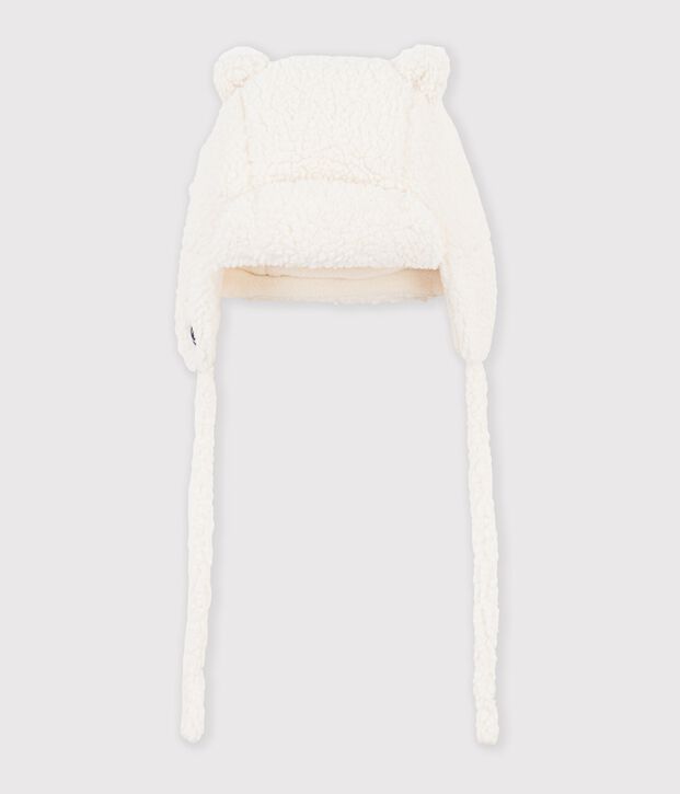 Babies' sherpa chapka hat with ears MILK