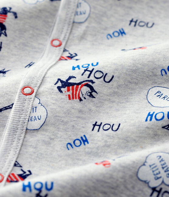 Babies' Paris Footless Organic Cotton Sleepsuit BELUGA grey/MULTICO white